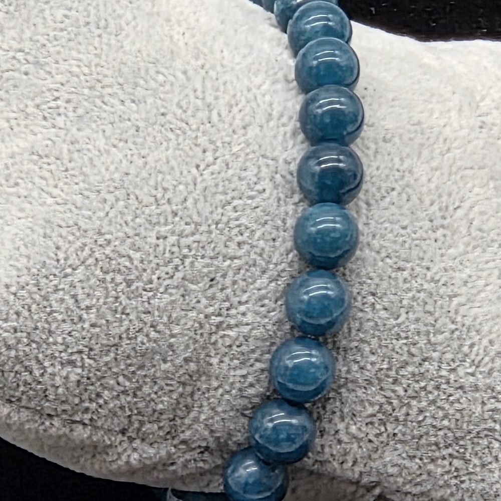 Blue Apatite Natural Stone Beaded Stretch Bracelet